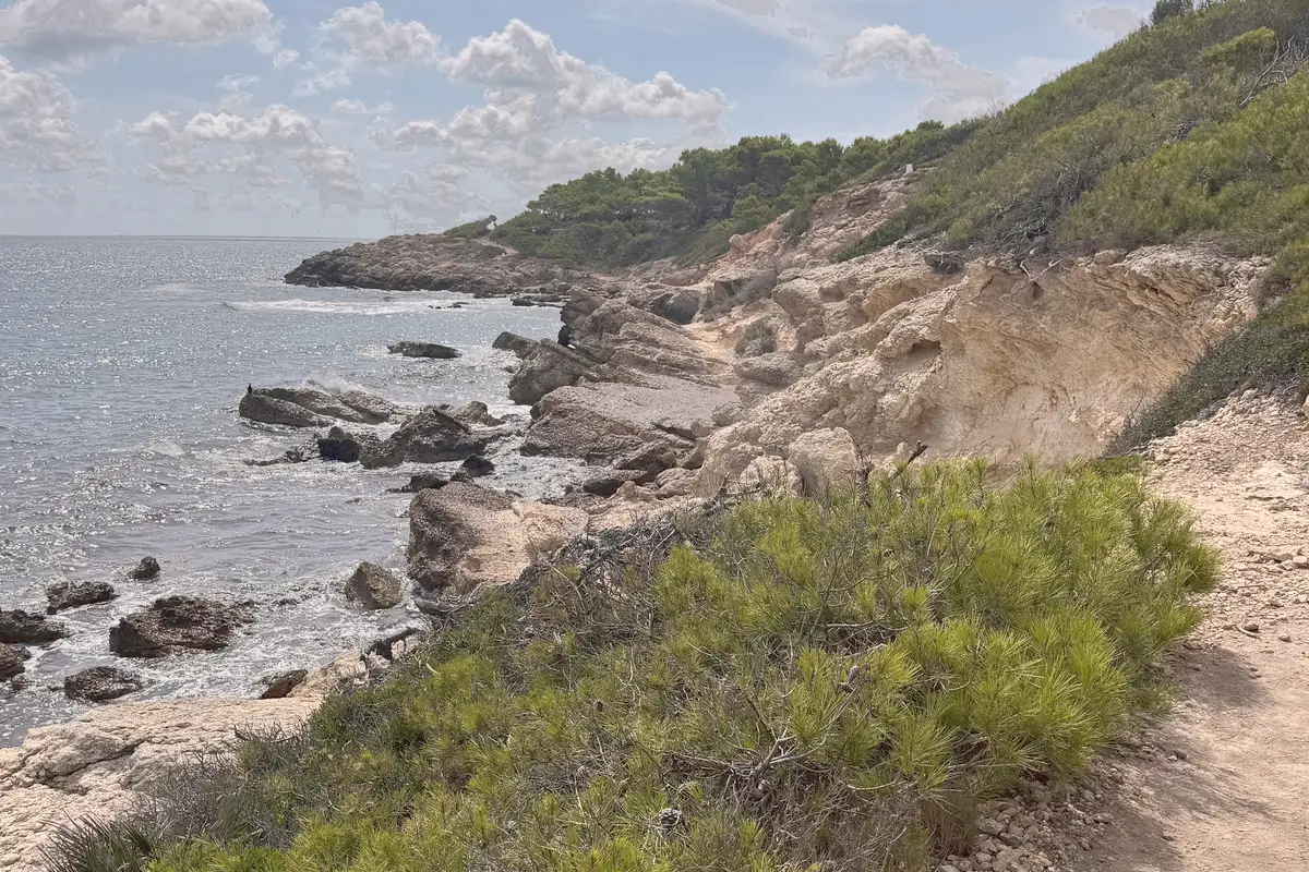 A cliff path above the sea in clear daylight