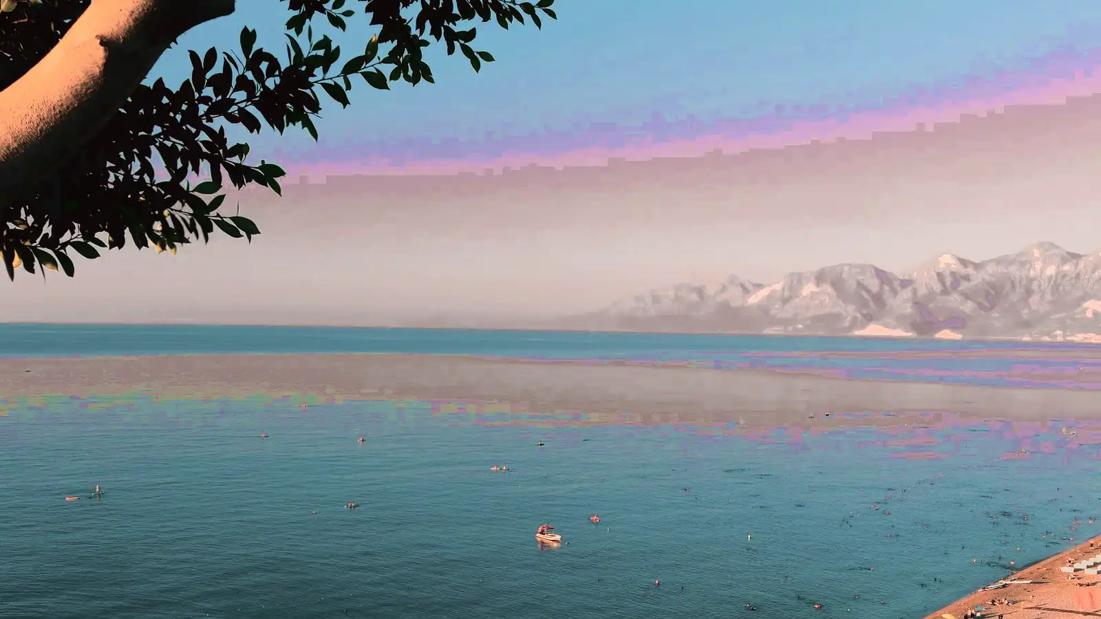 A quiet Mediterranean shore in warm evening light