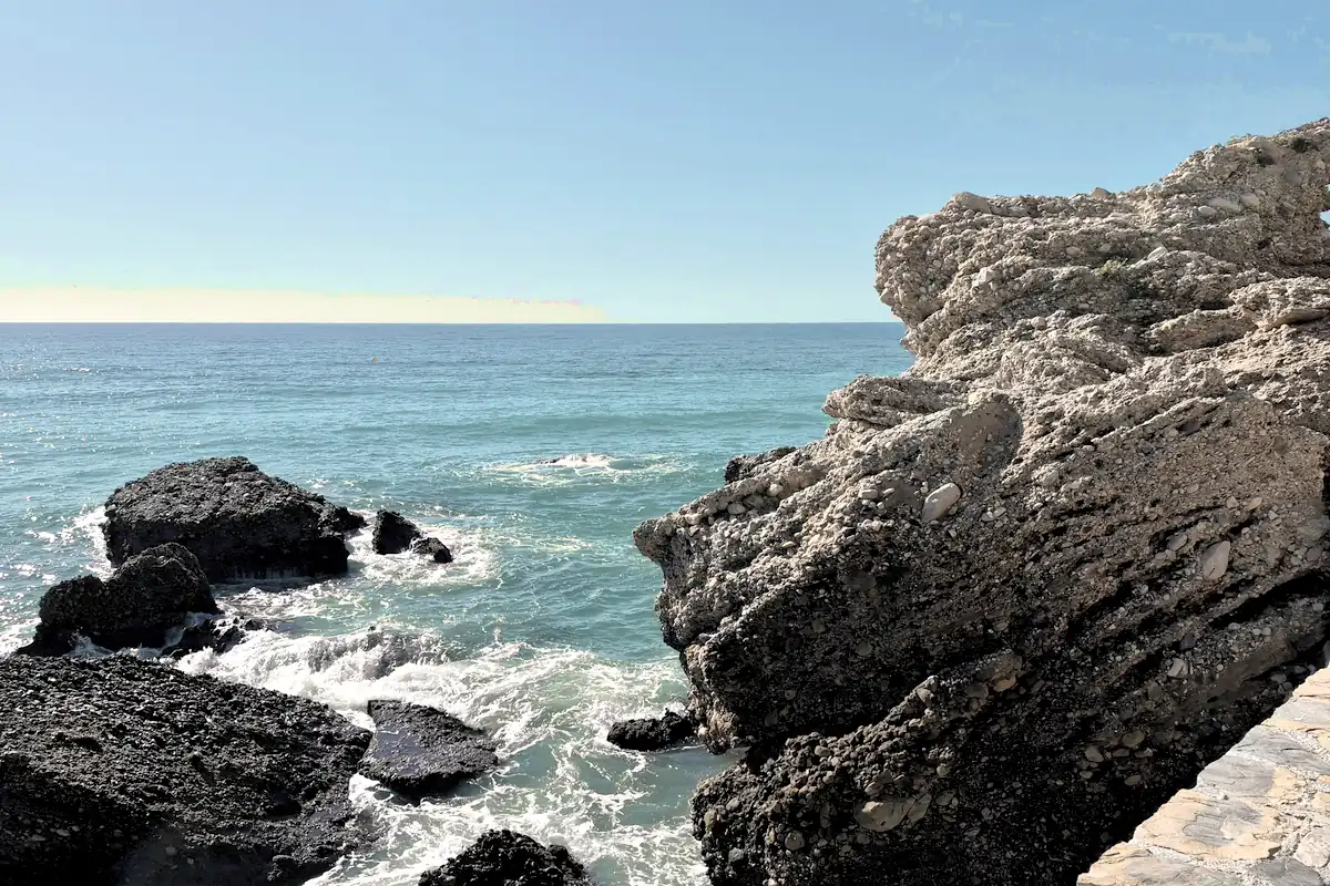 A rocky coast in Spain in clear daylight